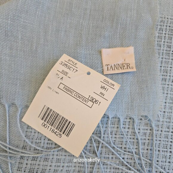 NWT Tanner Italian Linen Shawl Oversized Scarf Blue - Picture 6 of 12